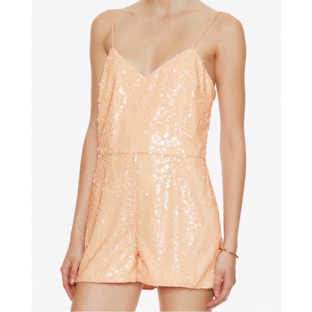 Jay Godfrey Sequined Romper Size‎ 2 Blush Peach Neutral